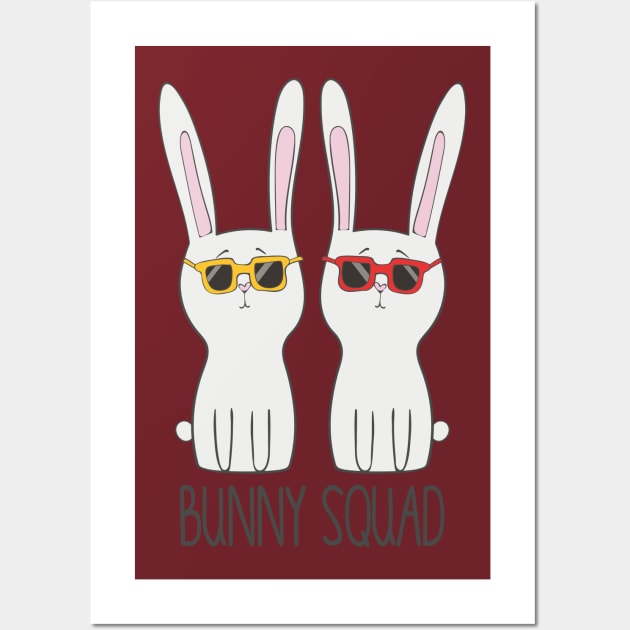 Bunny Squad, Funny Cute Pet Rabbit Lover Wall Art by Dreamy Panda Designs